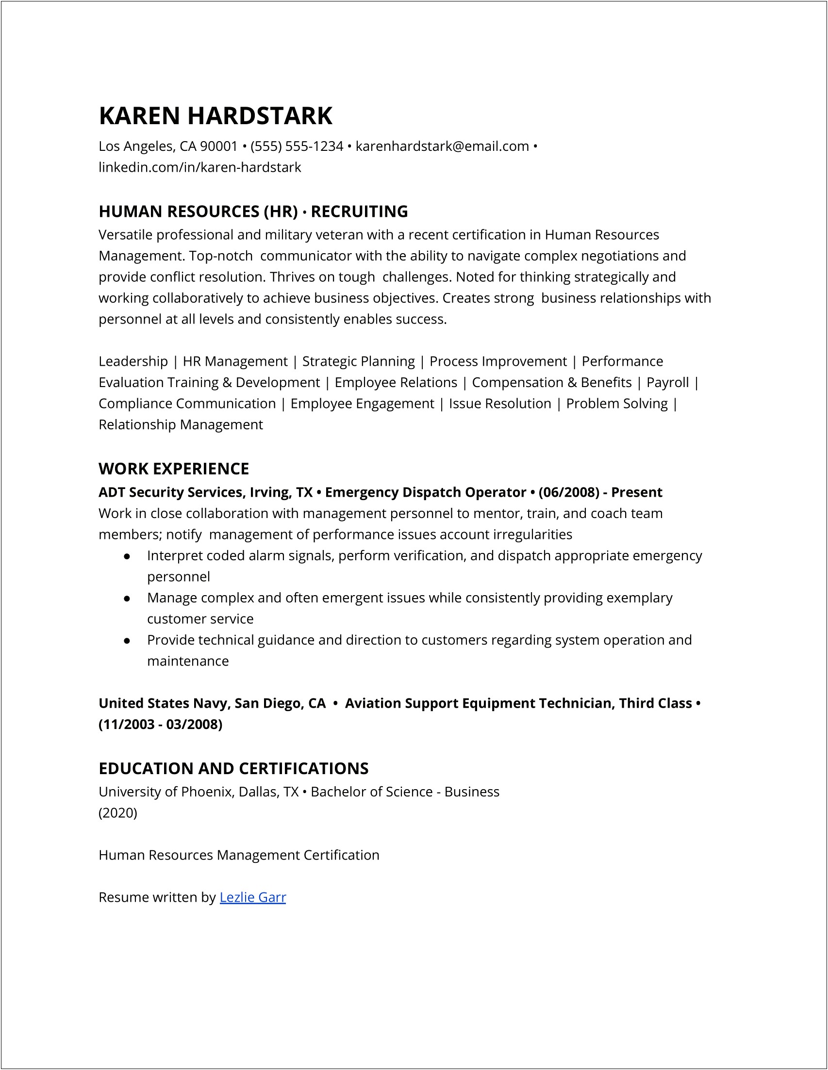 Sample Objectives For Resume Human Resources