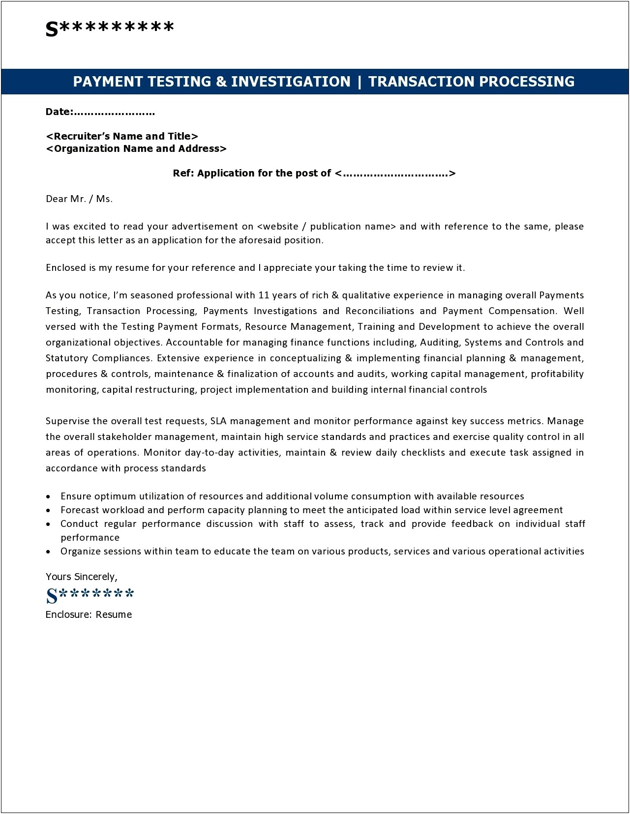 Sample Of An Employer Resume Response Letter