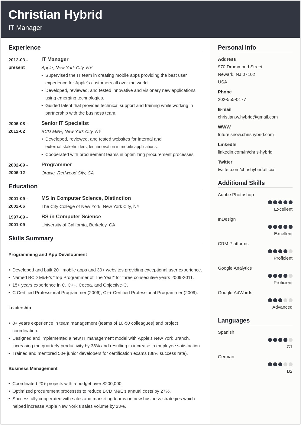 Sample Of Combination Resumes For Free