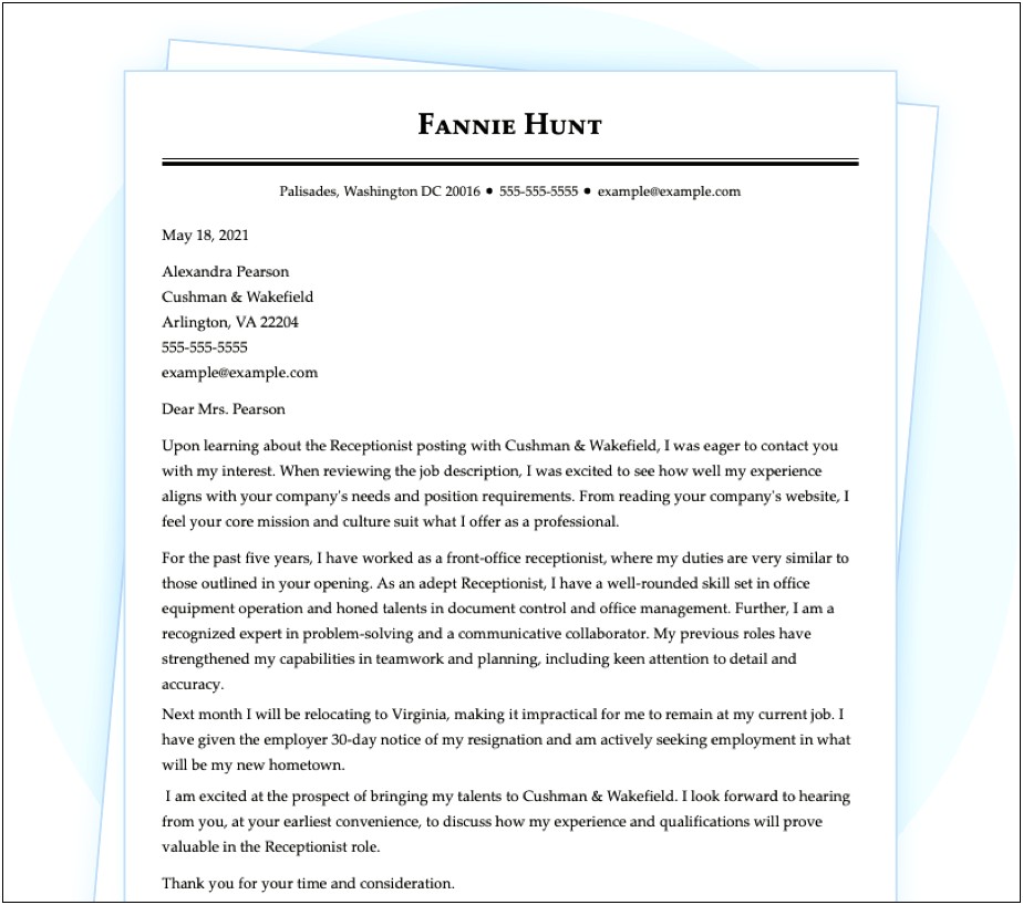 Sample Of Good Resume Cover Letters