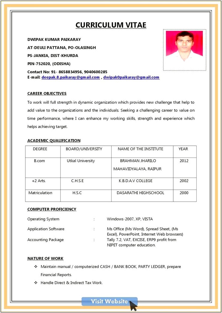 Sample Of Professional Resume Of Accounting Lecturer