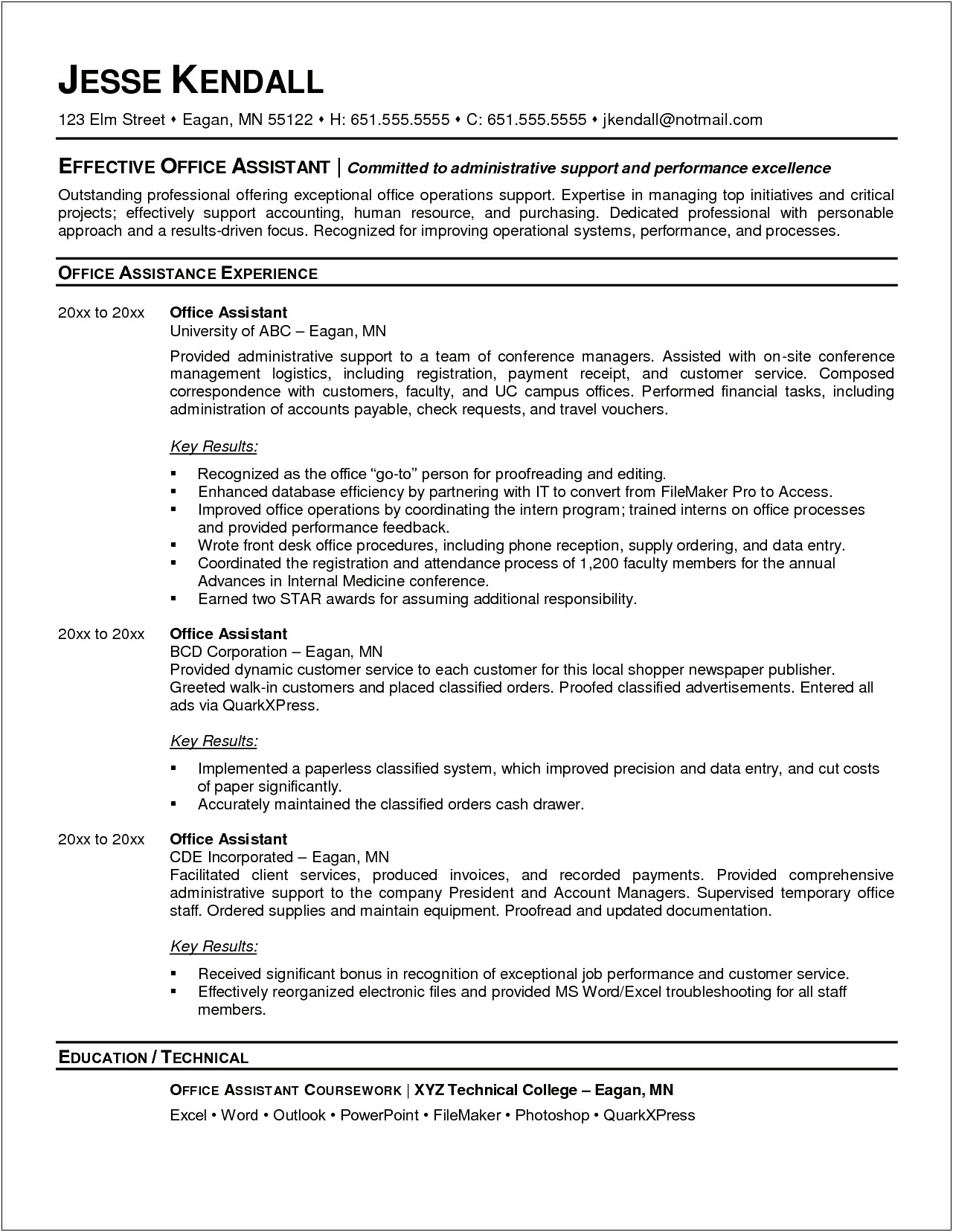Sample Of Resume For Medical Office Staff