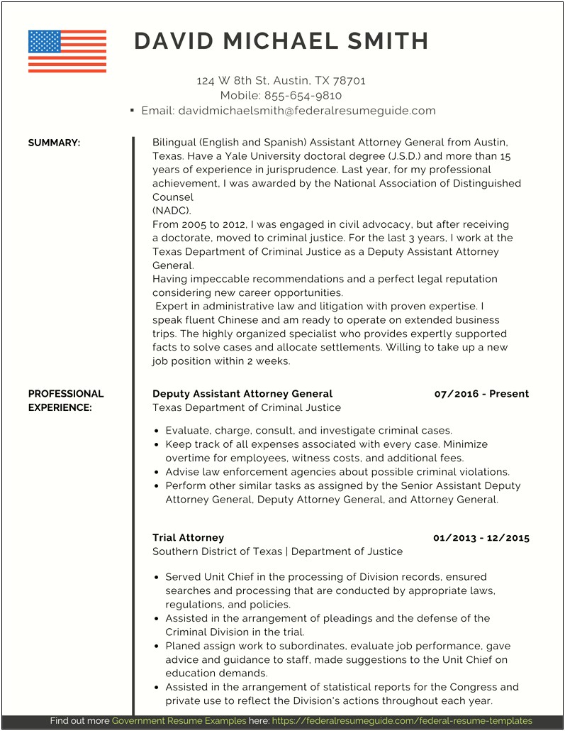 Sample Of Resume Lawwyer In United States