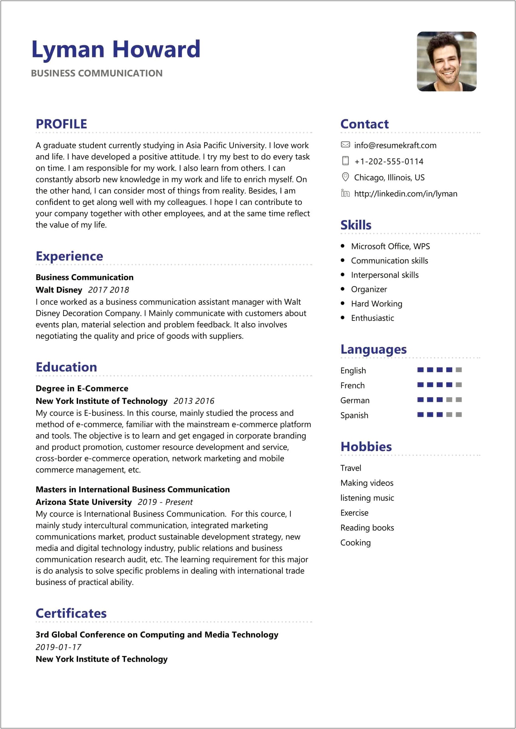 Sample Of Resumes To Include In Business Proposals