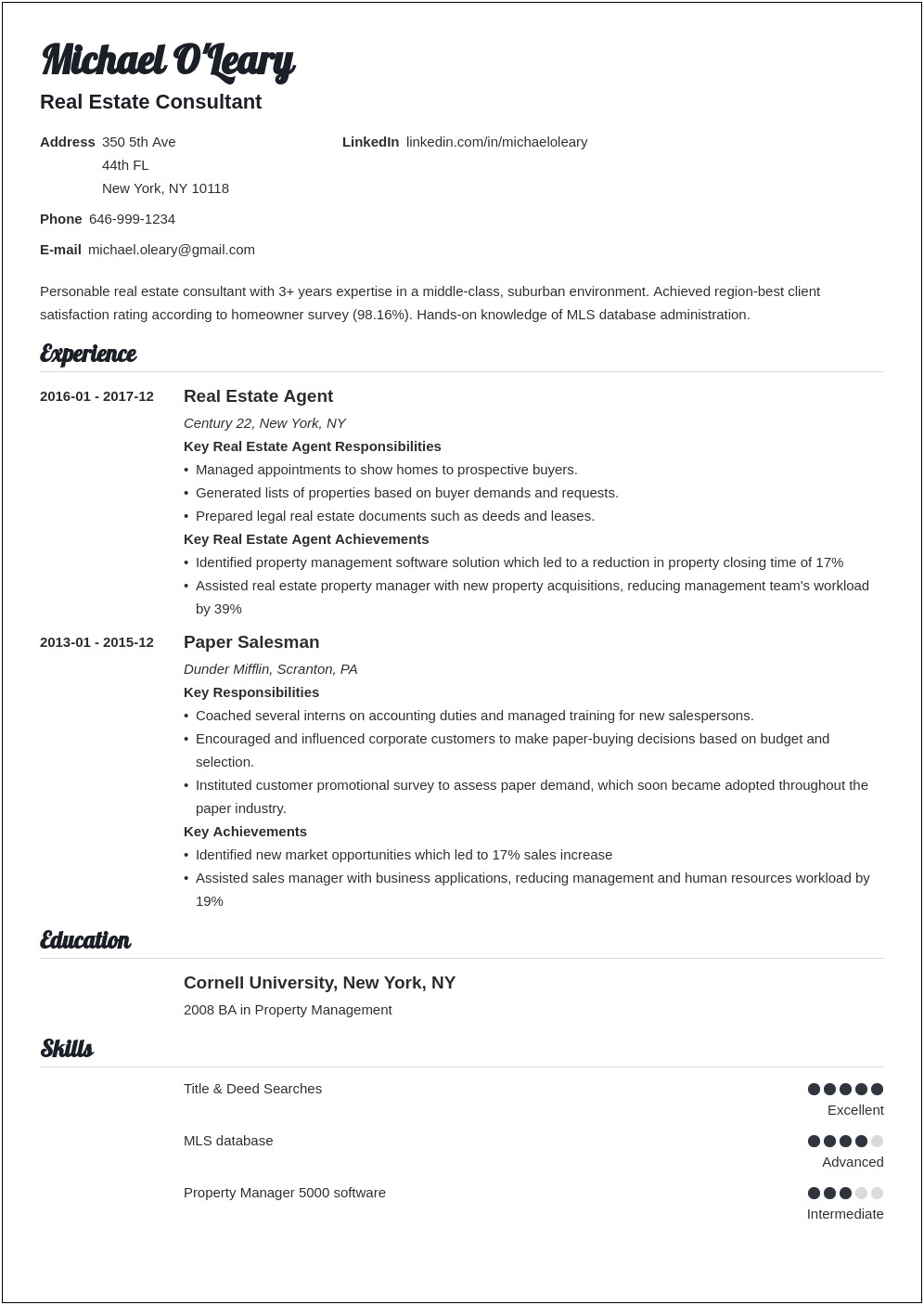 Sample Real Estate Associate Resume With No Experience