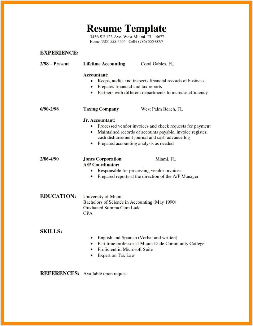Sample Recent High School Graduate Resume