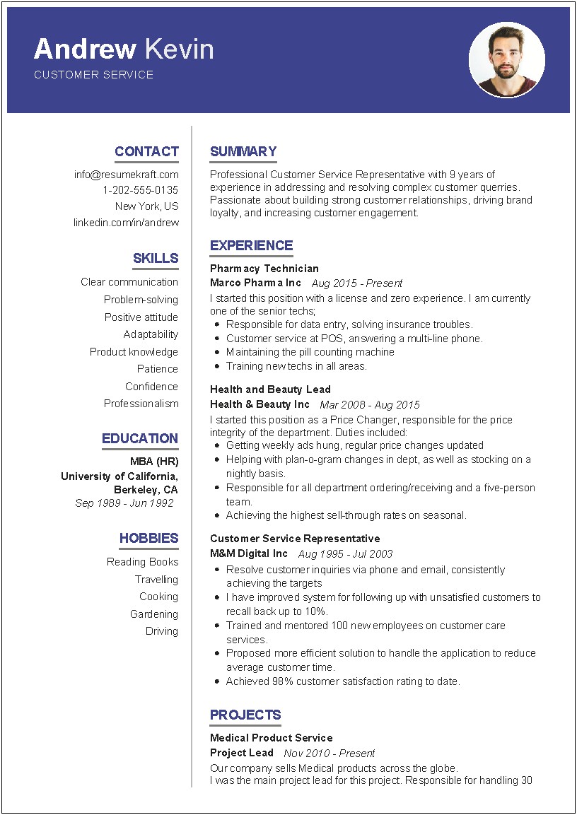 Sample Resume Accomplishments For Senior Customer Service Representative