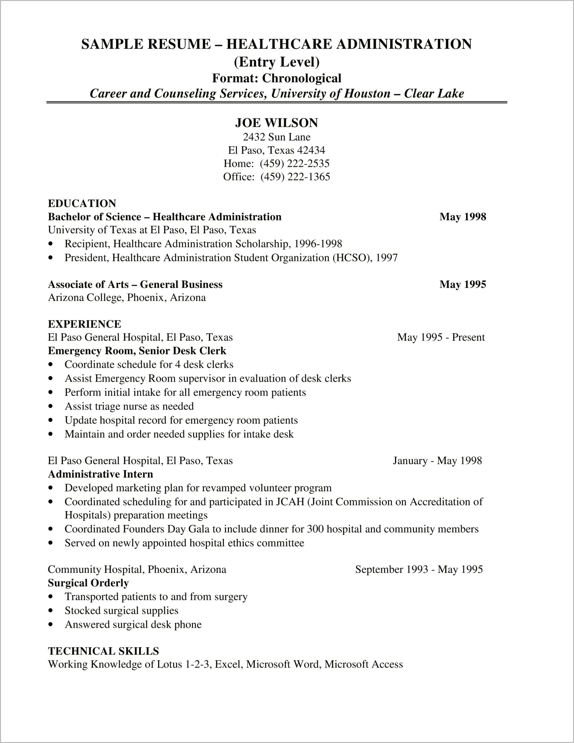 Sample Resume Administrative Associate In Surgical Services