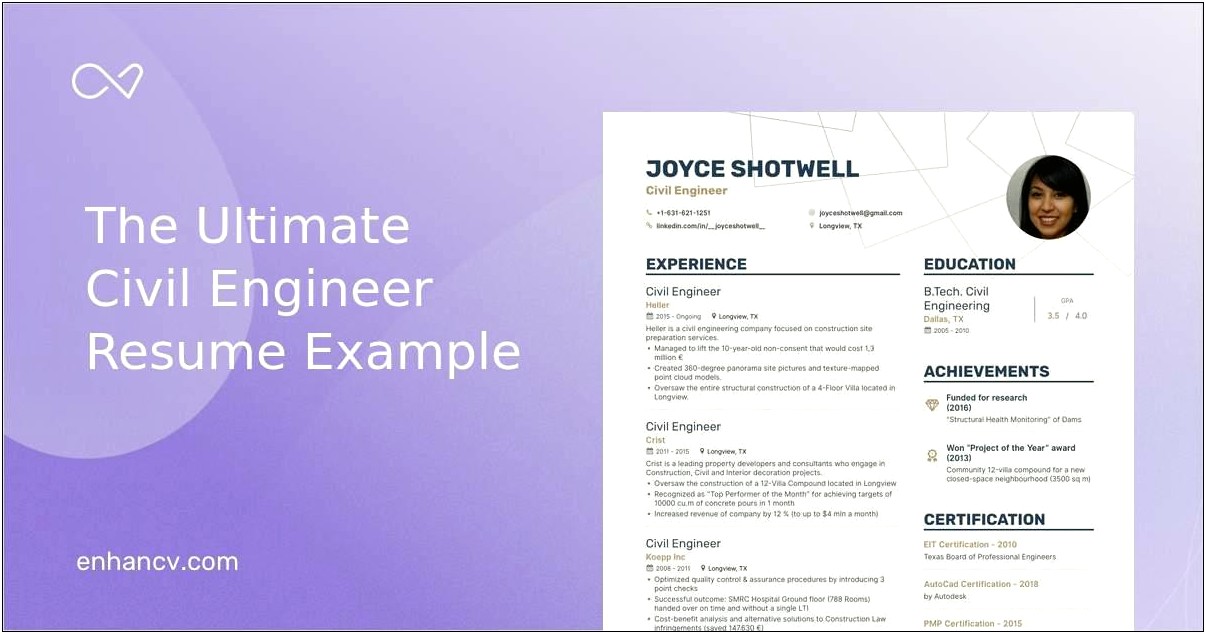 Sample Resume Civil Engineer Project Manager