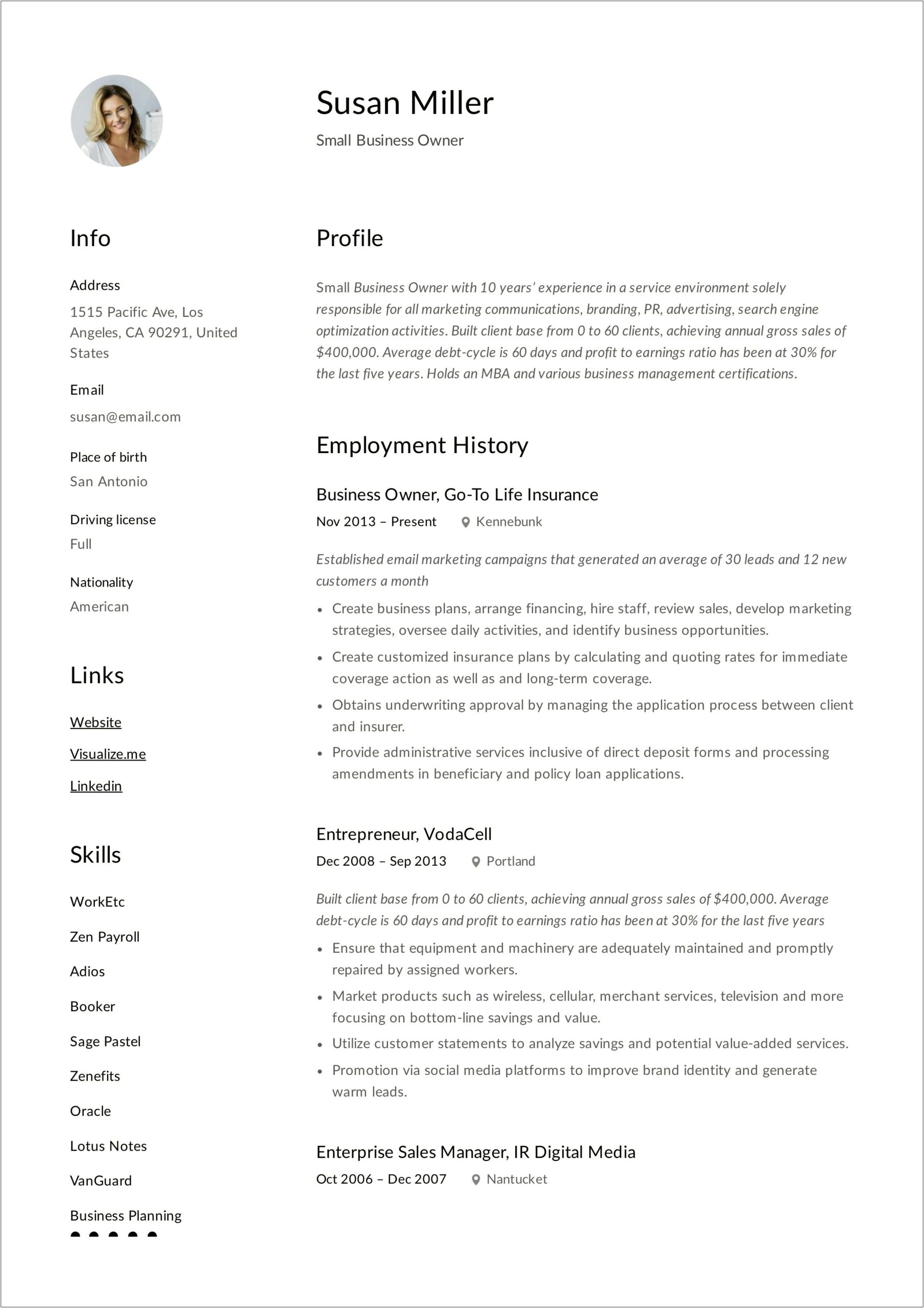 Sample Resume Cleaning Company Owner Manager