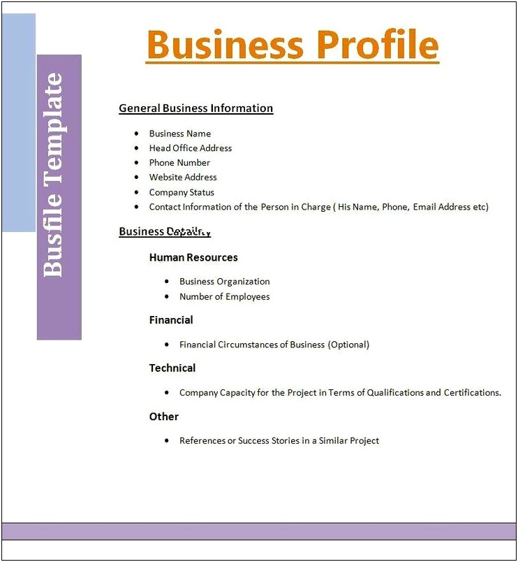 Sample Resume Construction Company Profile Format