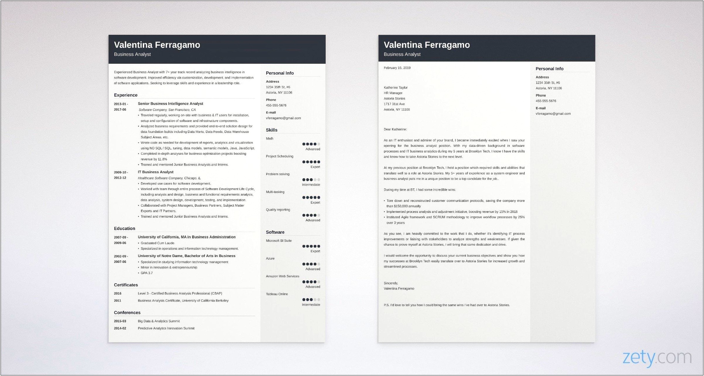 Sample Resume Cover Letter Business Analyst