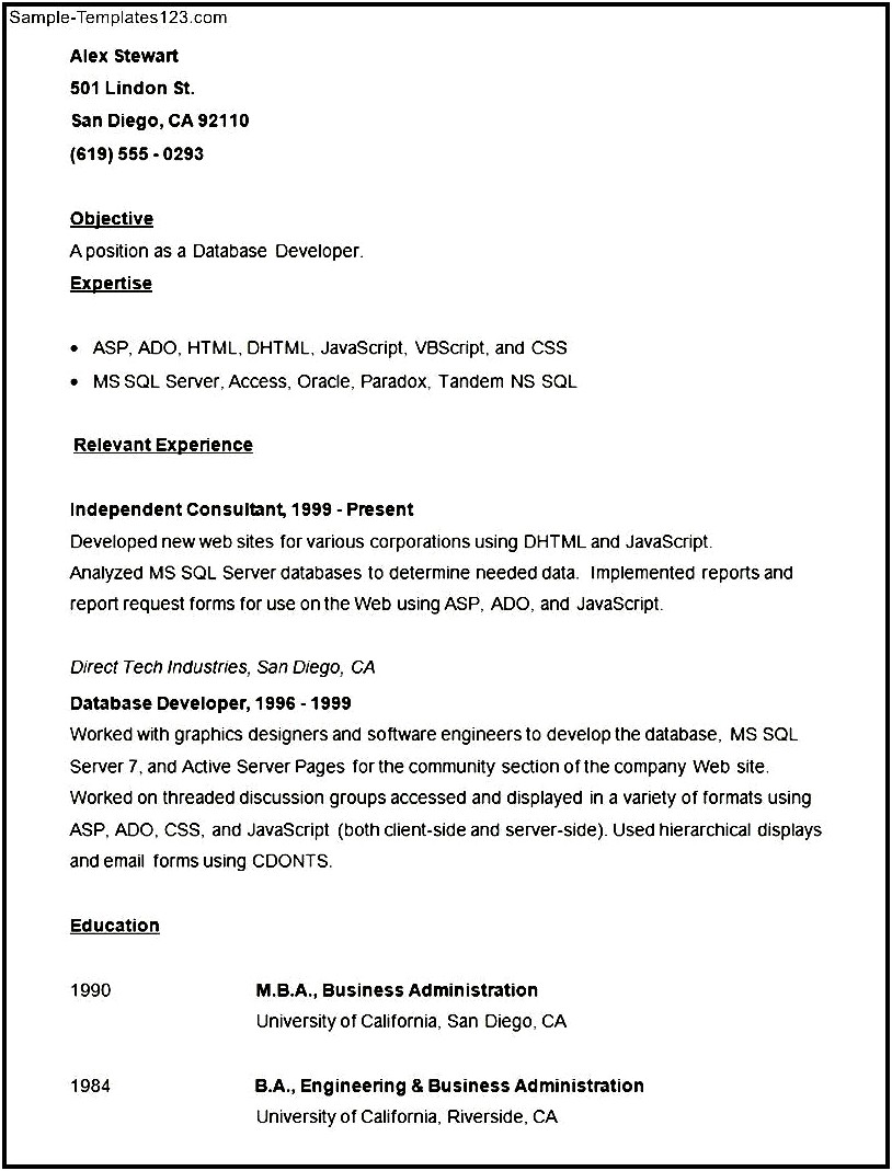 Sample Resume Database Sql Server Students