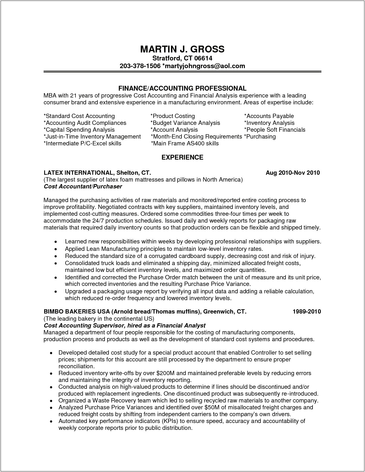 Sample Resume Entry Level Financial Analyst