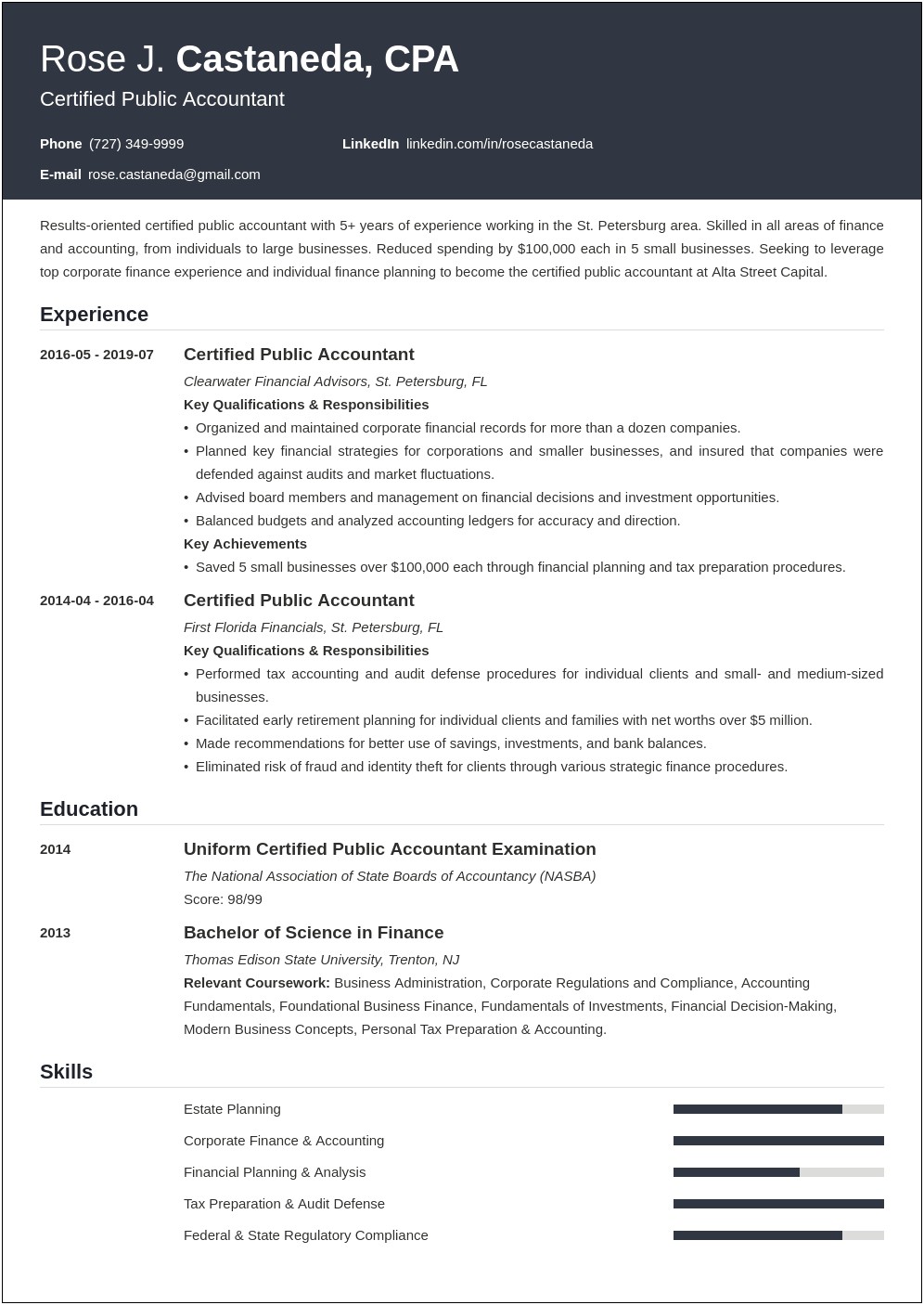 Sample Resume For Accounting Position Indeed