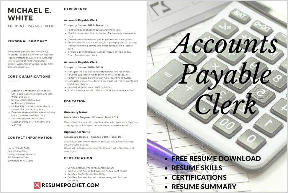 Sample Resume For Accounts Payable Specialist