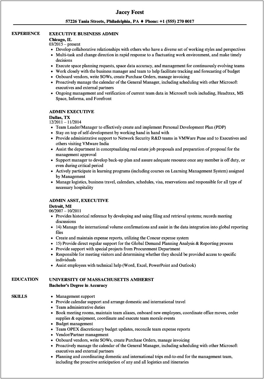 Sample Resume For Administrative Officer In India