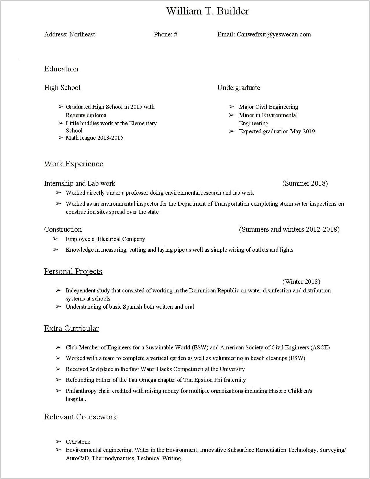 Sample Resume For Assistant Professor In Civil Engineering