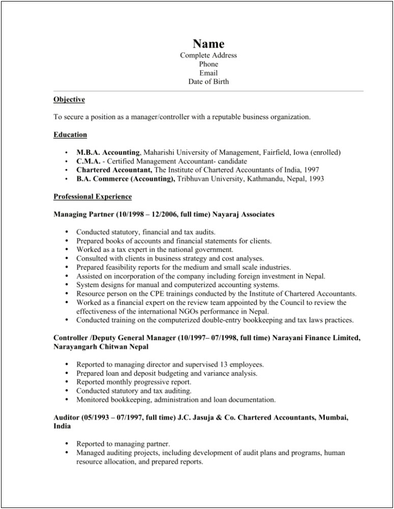 Sample Resume For Assistant Professor In Commerce
