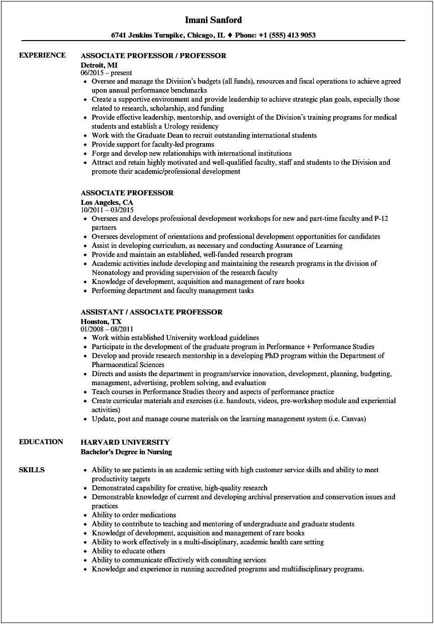 Sample Resume For Assistant Professor In Engineering College