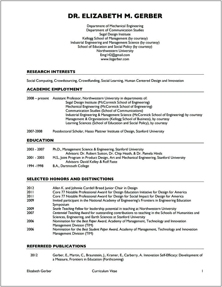 Sample Resume For Assistant Professor In Mechanical Engineering