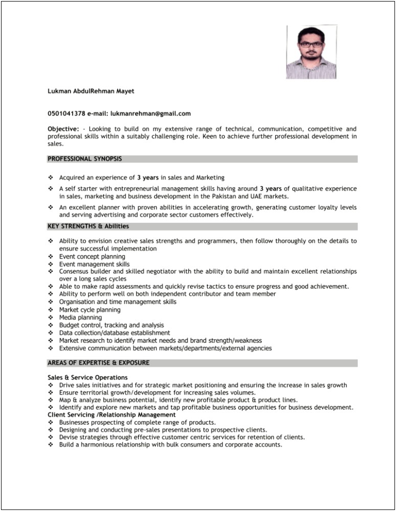 Sample Resume For Automobile Sales Executive