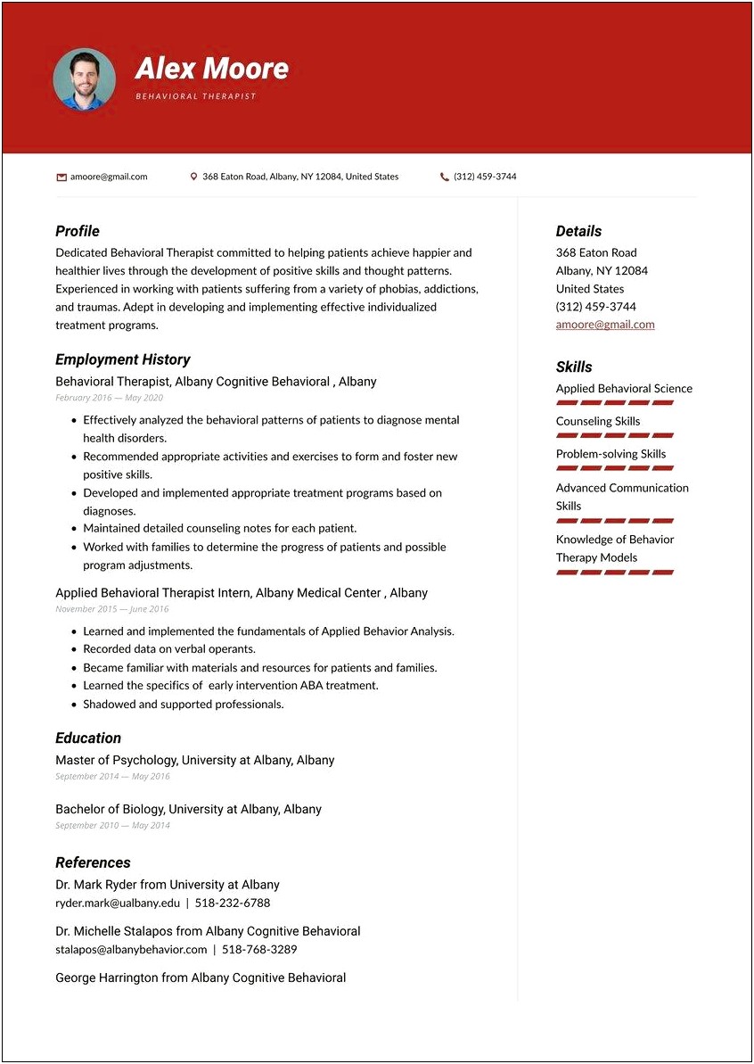 Sample Resume For Behavior Technician Aba
