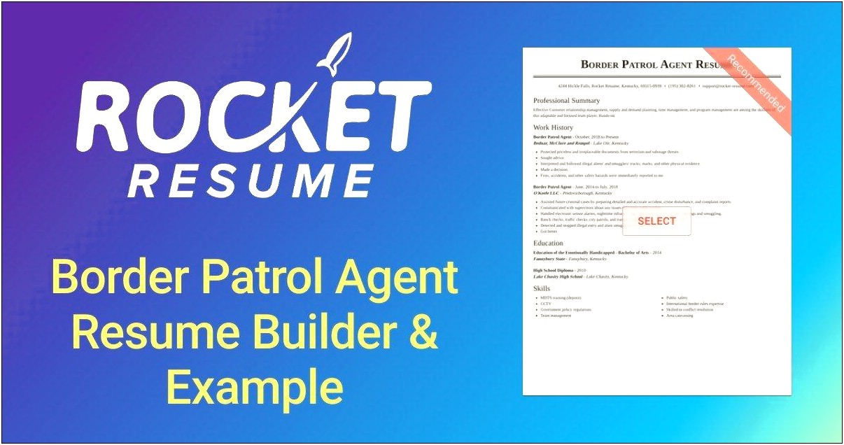 Sample Resume For Border Patrol Agent