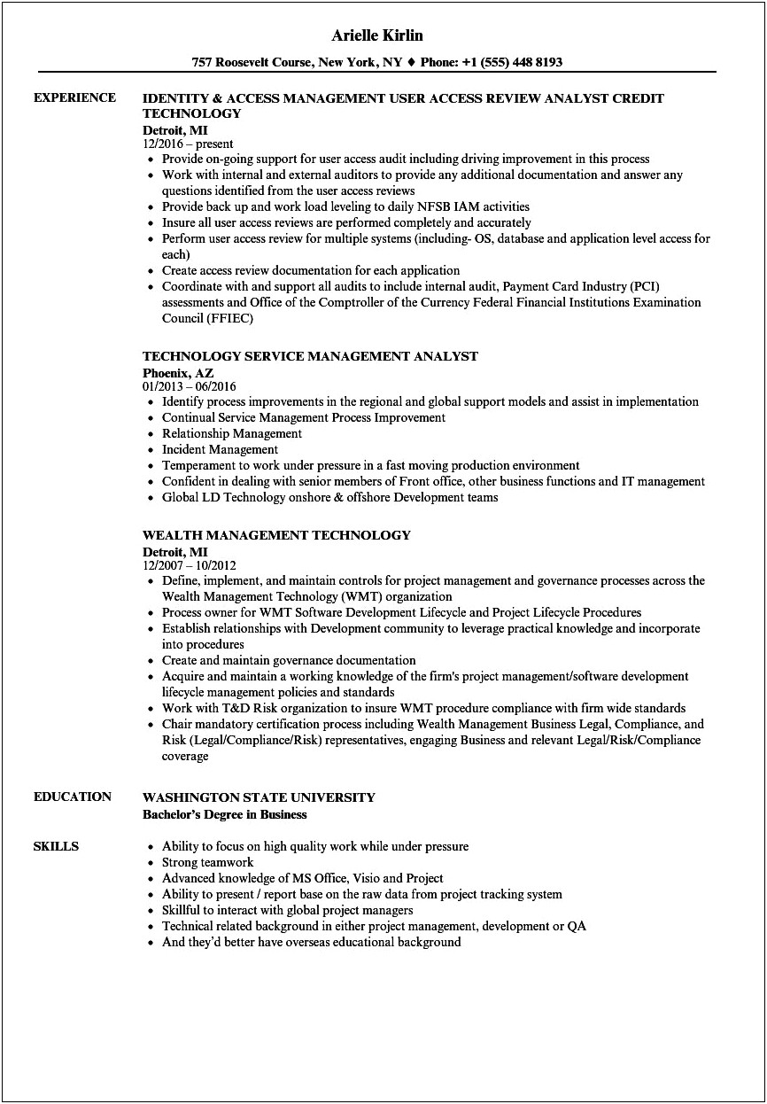 Sample Resume For Business Management Student