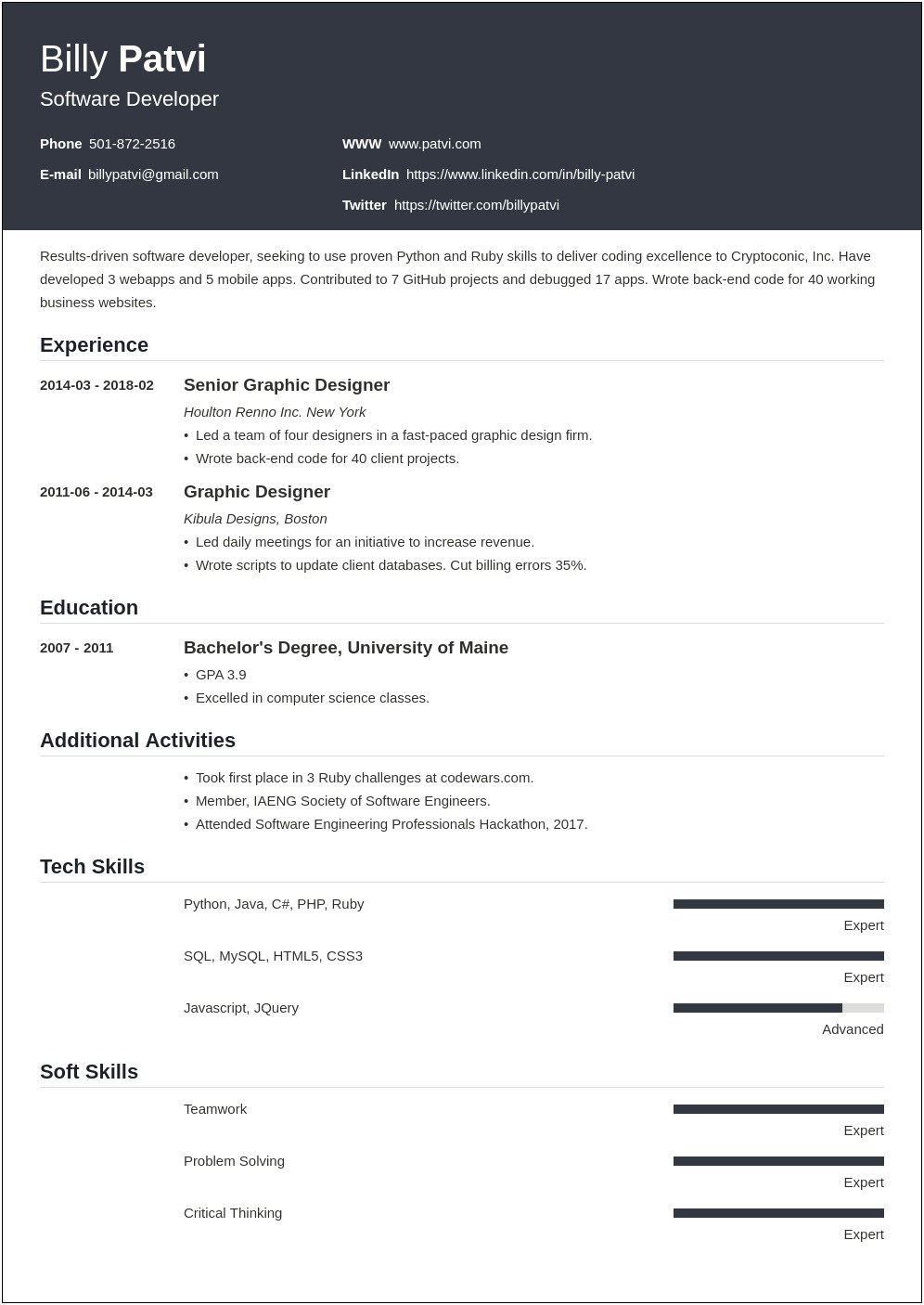 Sample Resume For Change In Career Template