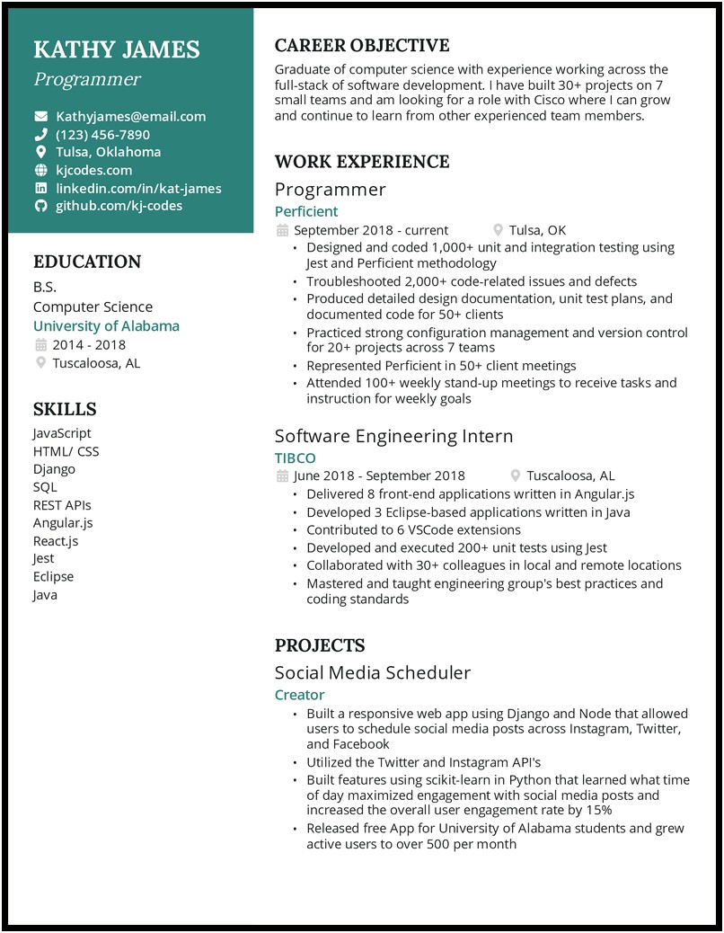 Sample Resume For Coding Specialist For Beginners