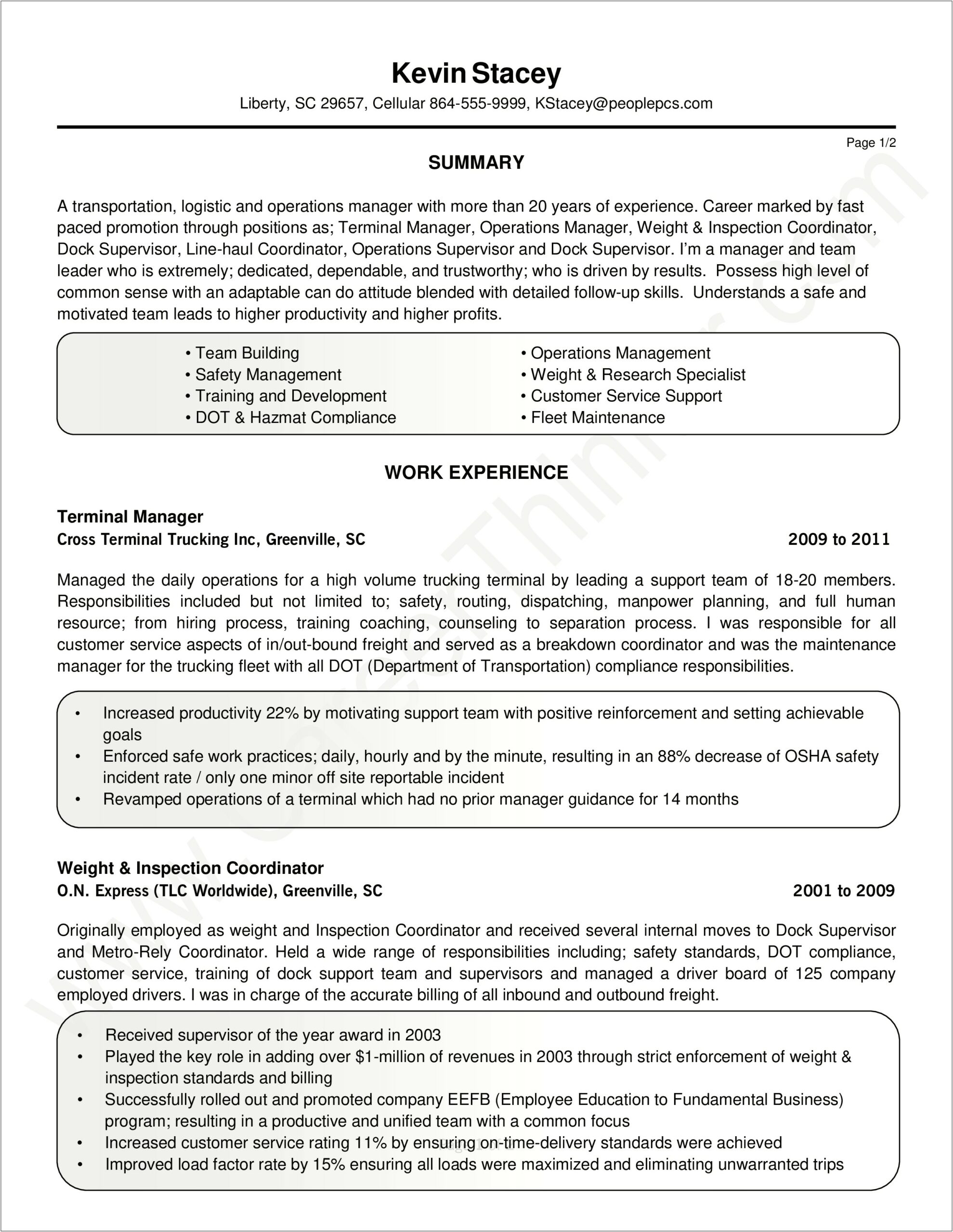 Sample Resume For Customer Service Coordinator
