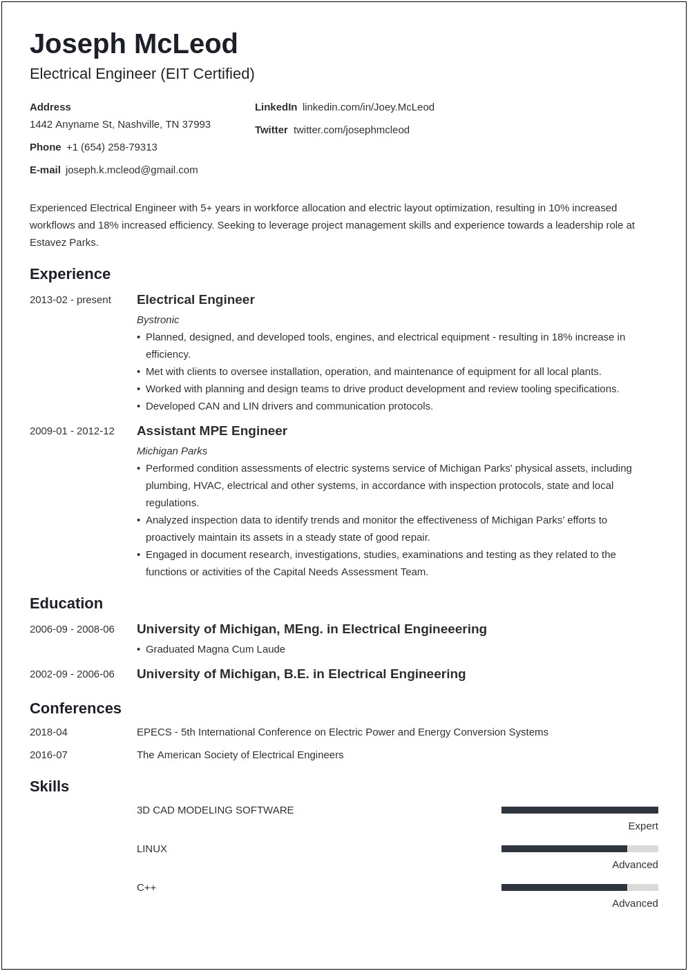 Sample Resume For Ece Fresh Graduate