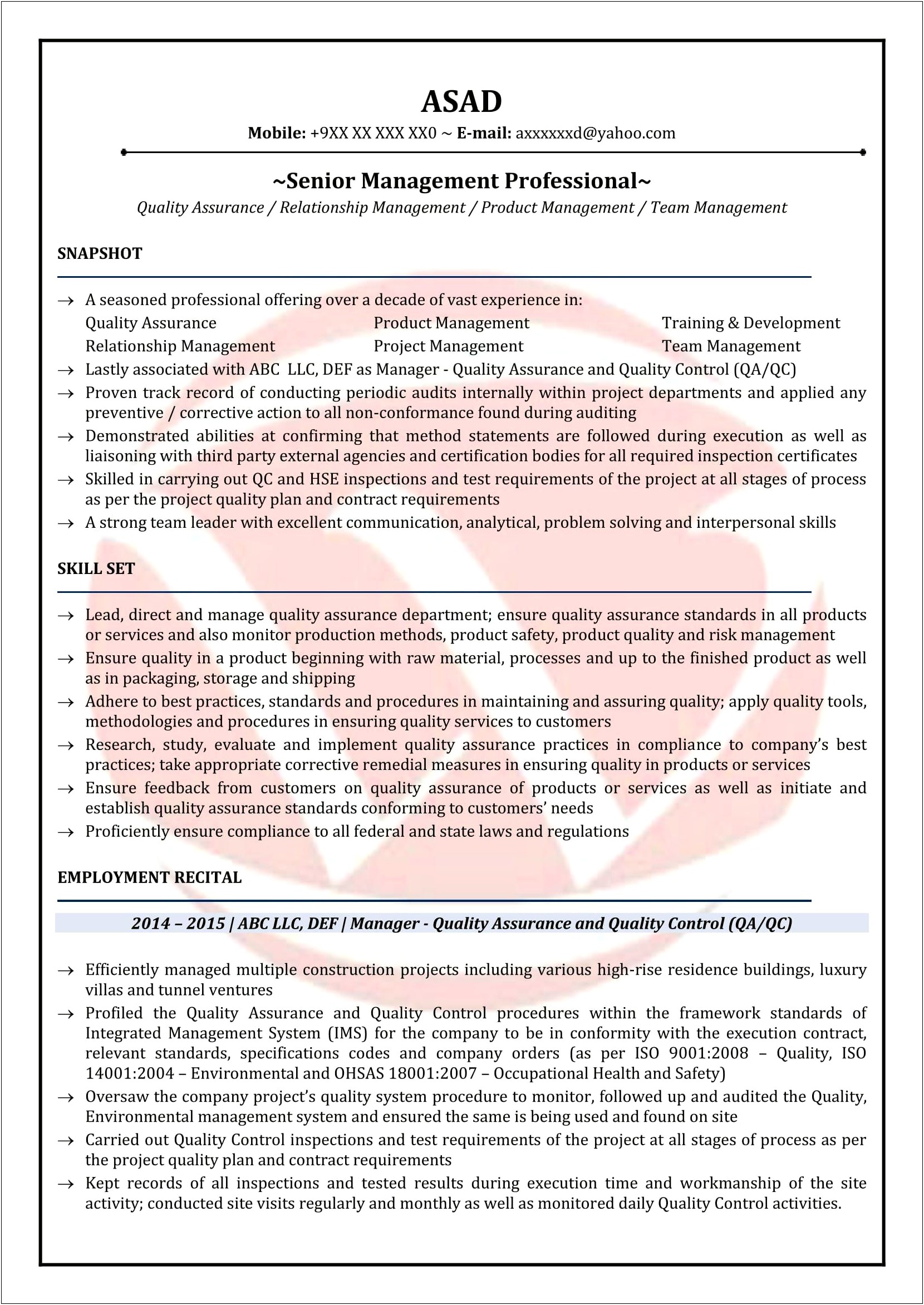 Sample Resume For Ecommerce Qa Analyst