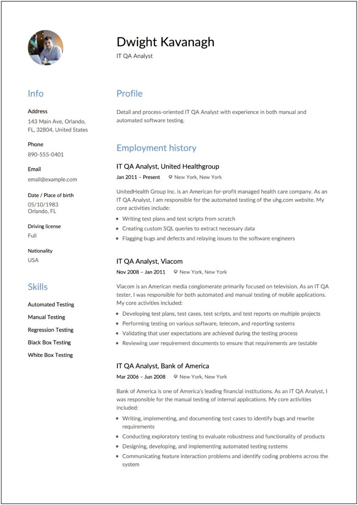 Sample Resume For Ecommerce Qa Tester