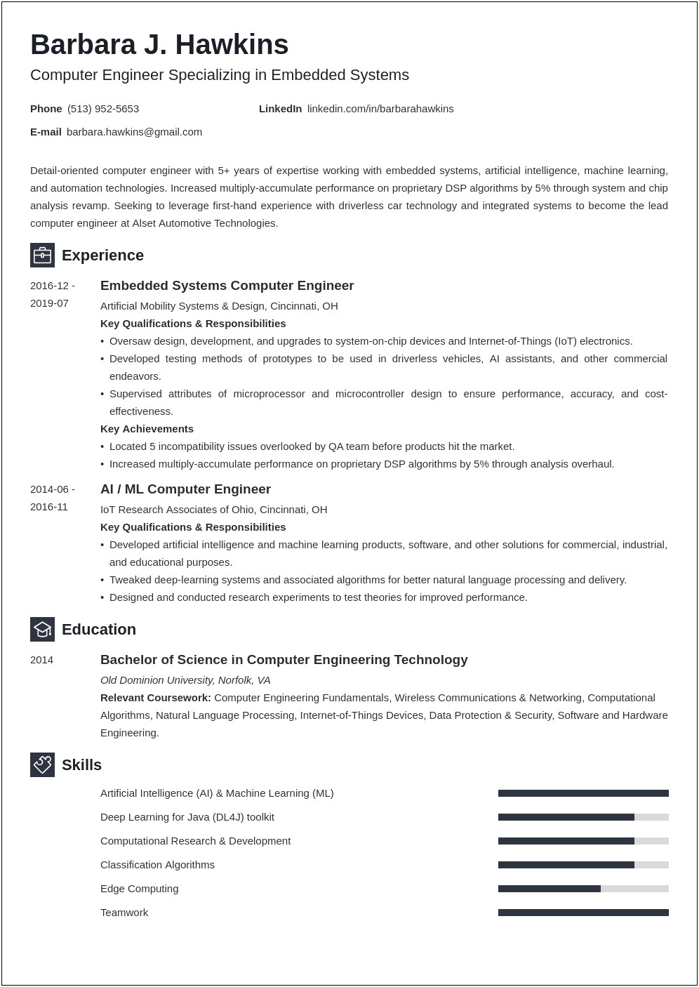 Sample Resume For Entry Level Computer Engineer