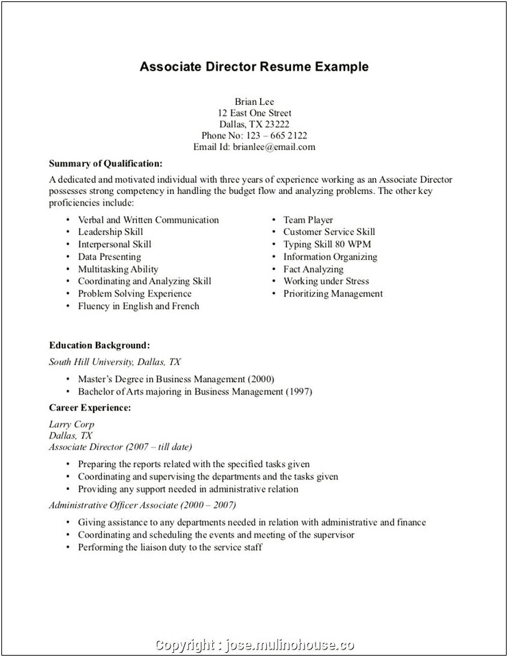 Sample Resume For Entry Level Retail Position