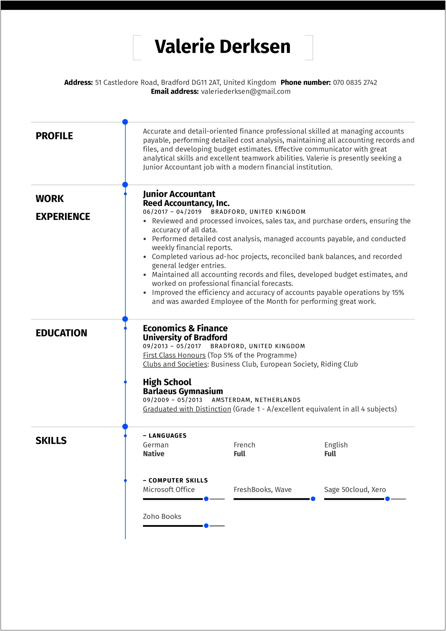 Sample Resume For Experienced Accountant In India