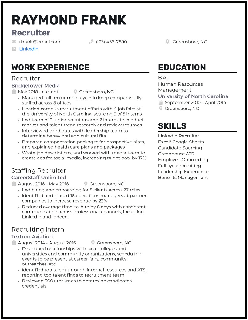 Sample Resume For Experienced Candidates Pdf