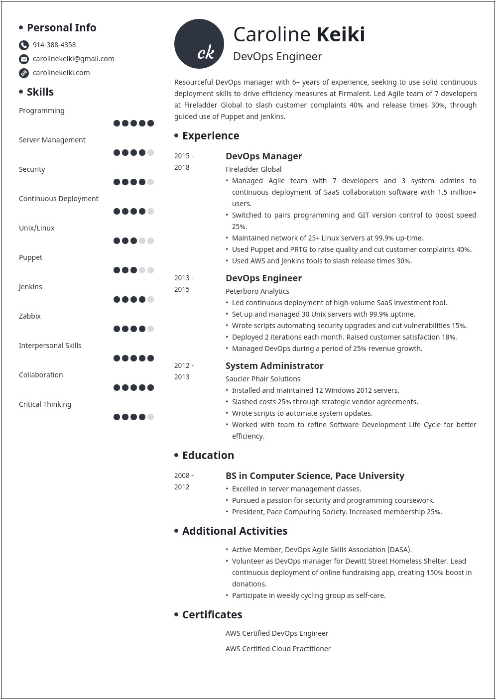 Sample Resume For Experienced Devops Engineer Pdf
