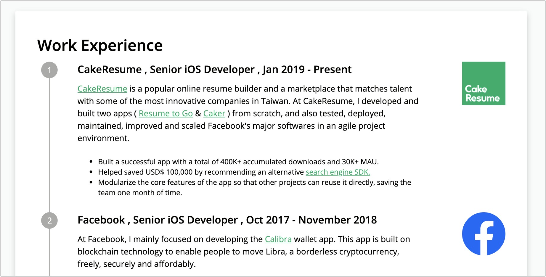 Sample Resume For Experienced Ios Developer