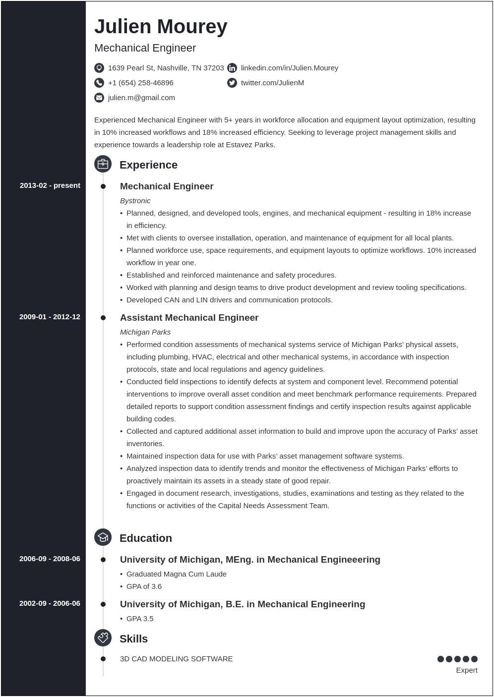 Sample Resume For Experienced Mechanical Engineer Pdf India