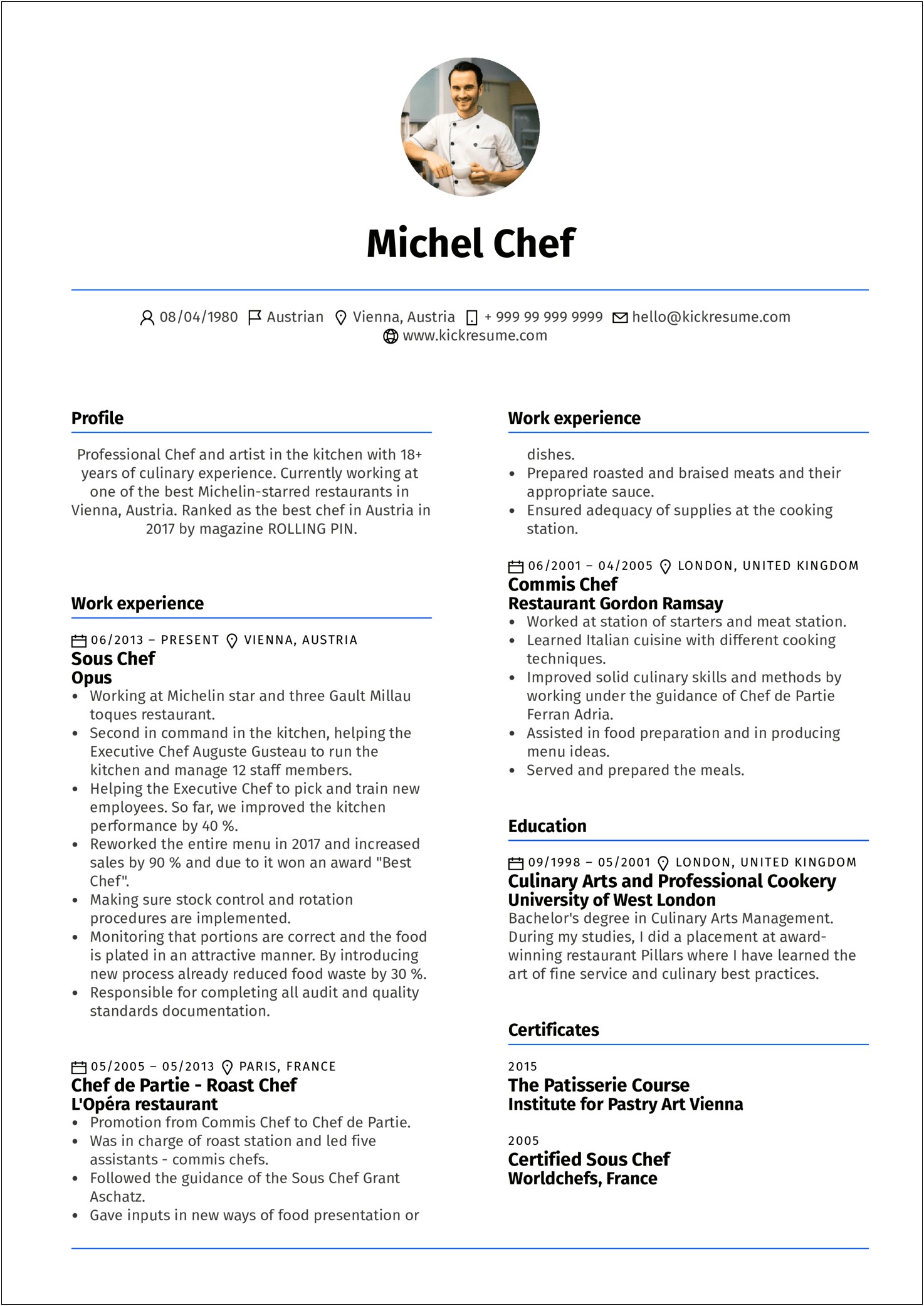 Sample Resume For Fast Food Cook