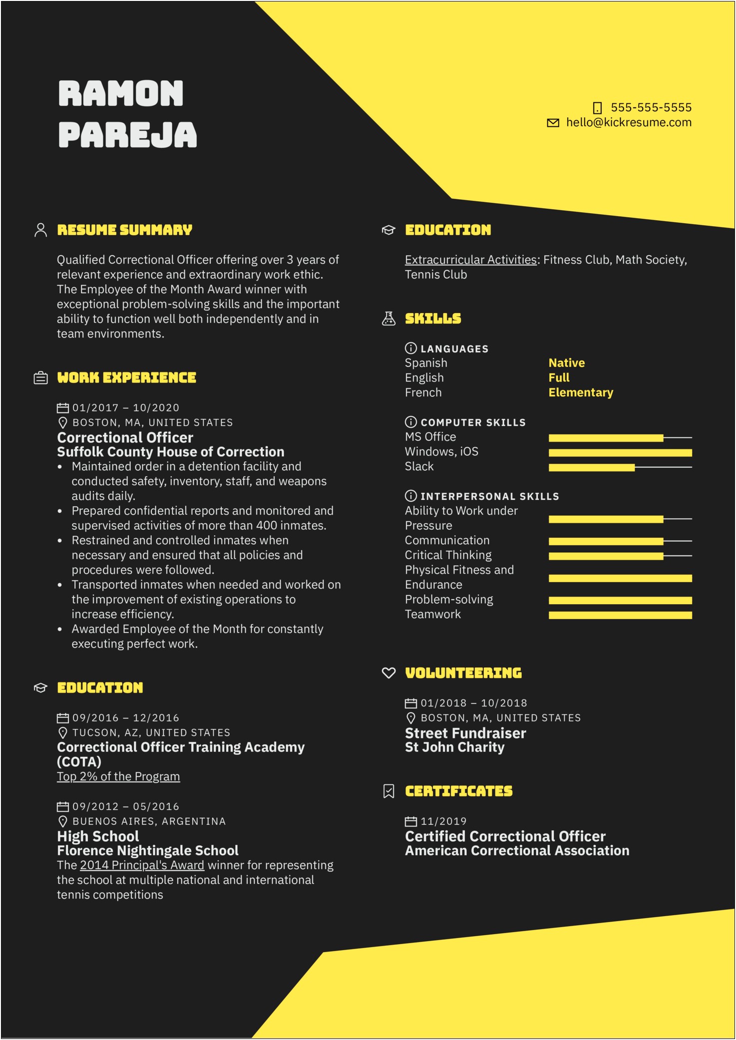 Sample Resume For Fire And Safety Officer Fresher
