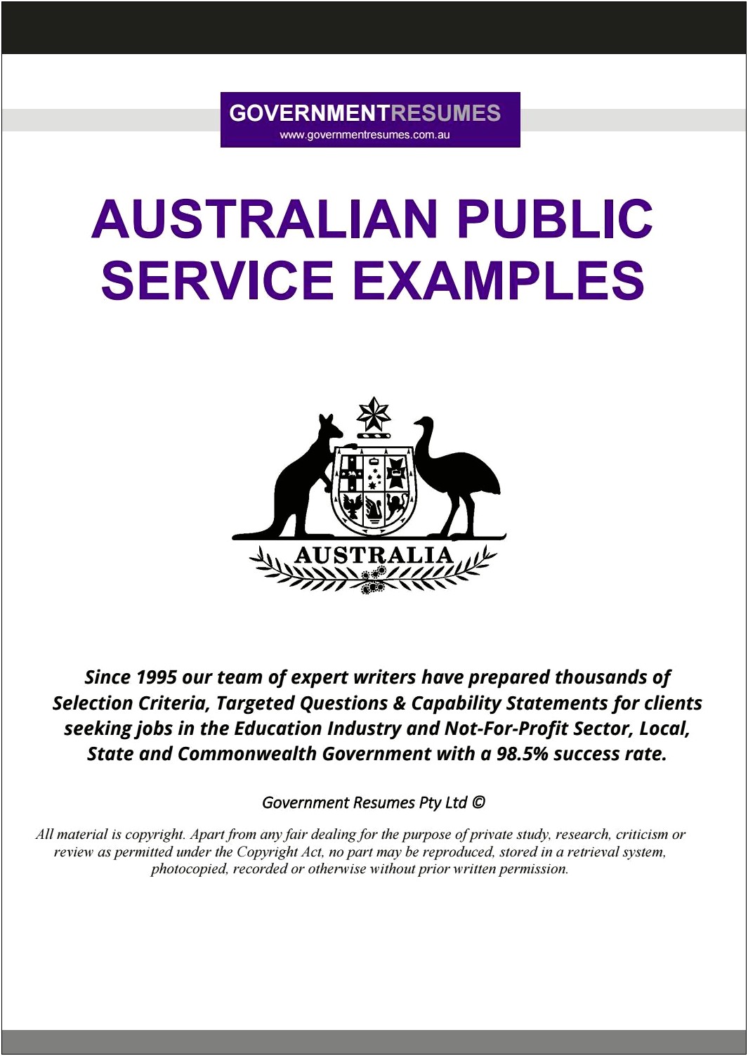 Sample Resume For Government Jobs Australia