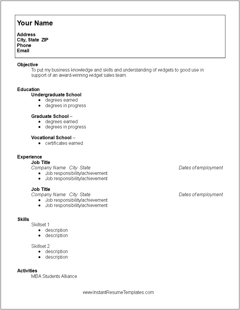 Sample Resume For Graduating College Student