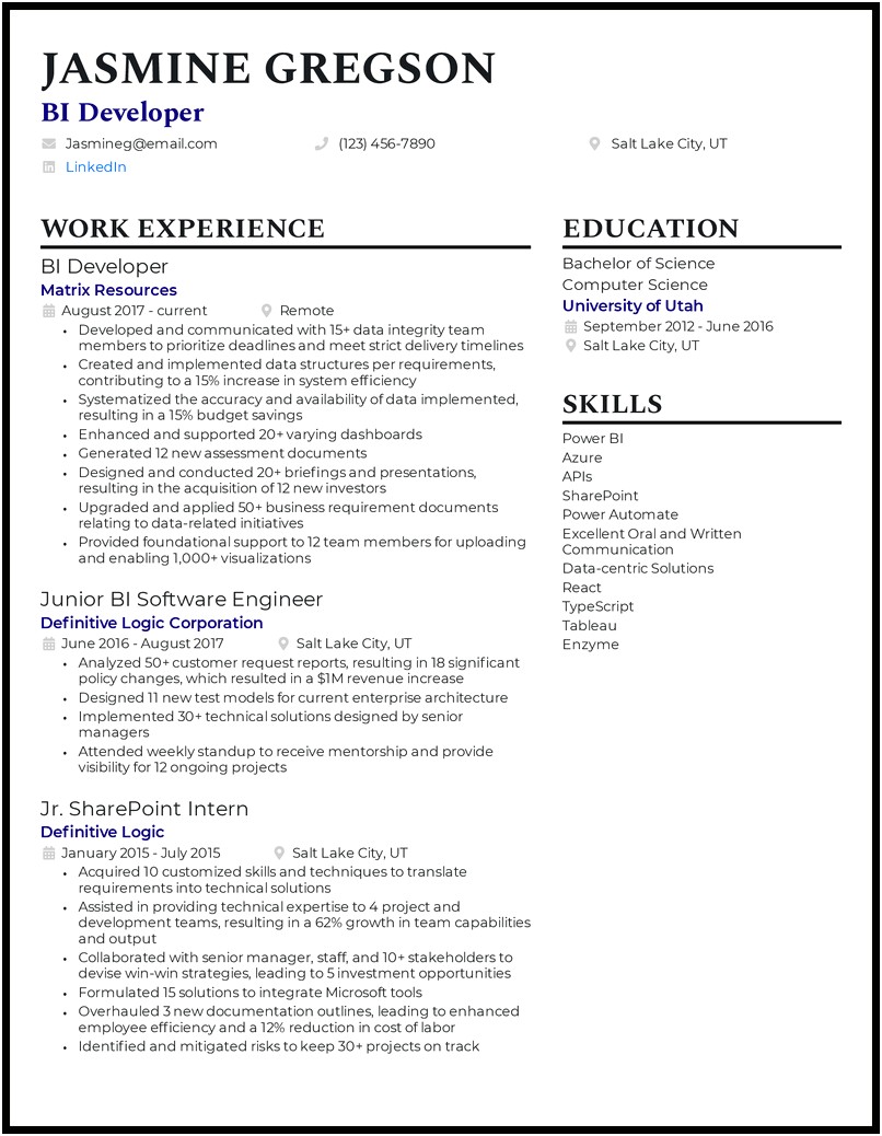 Sample Resume For H1b Visa Application - Resume : Resume Designs # ...