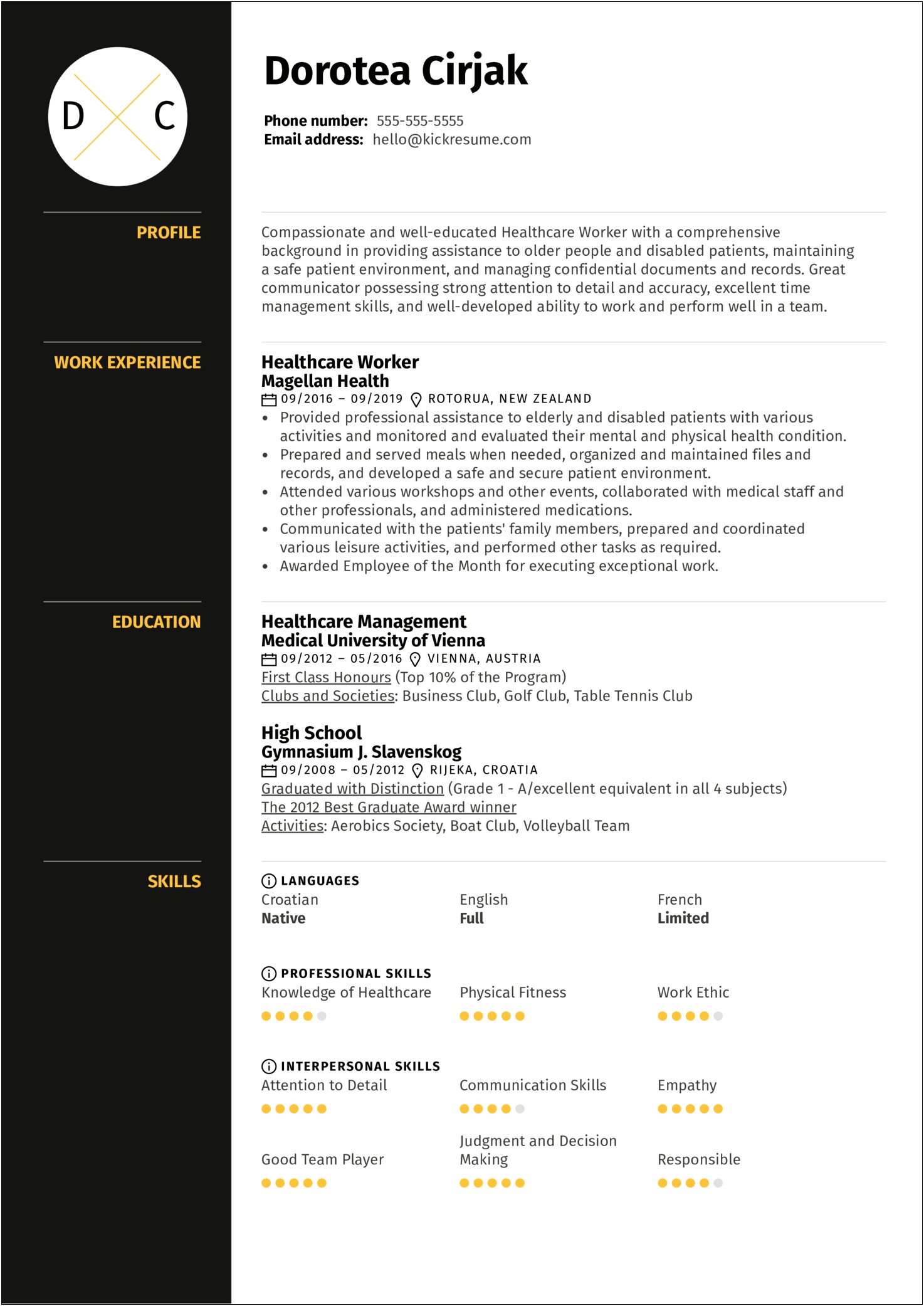 Sample Resume For Hea Thcare Field