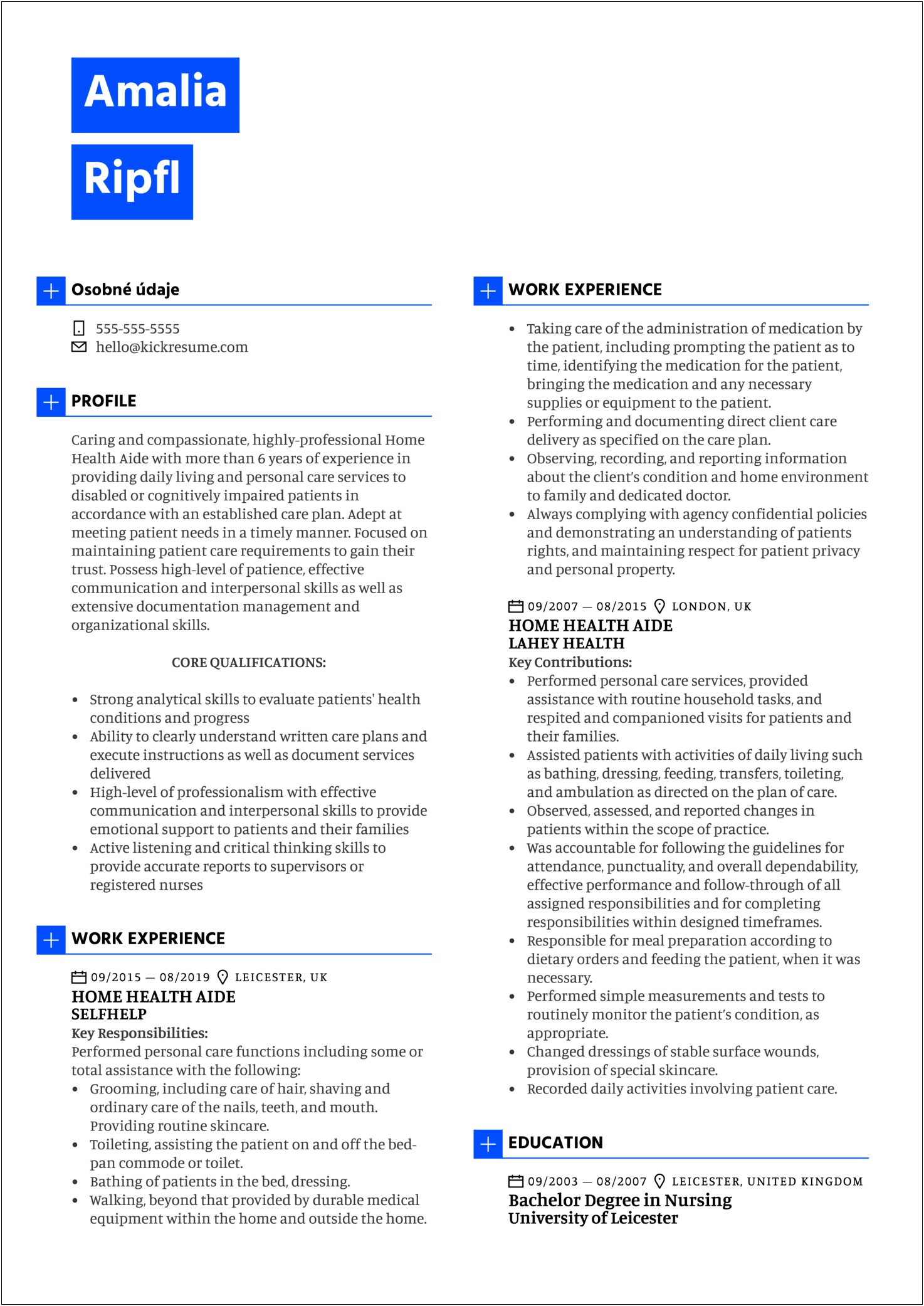 Sample Resume For Home Health Care Administrator
