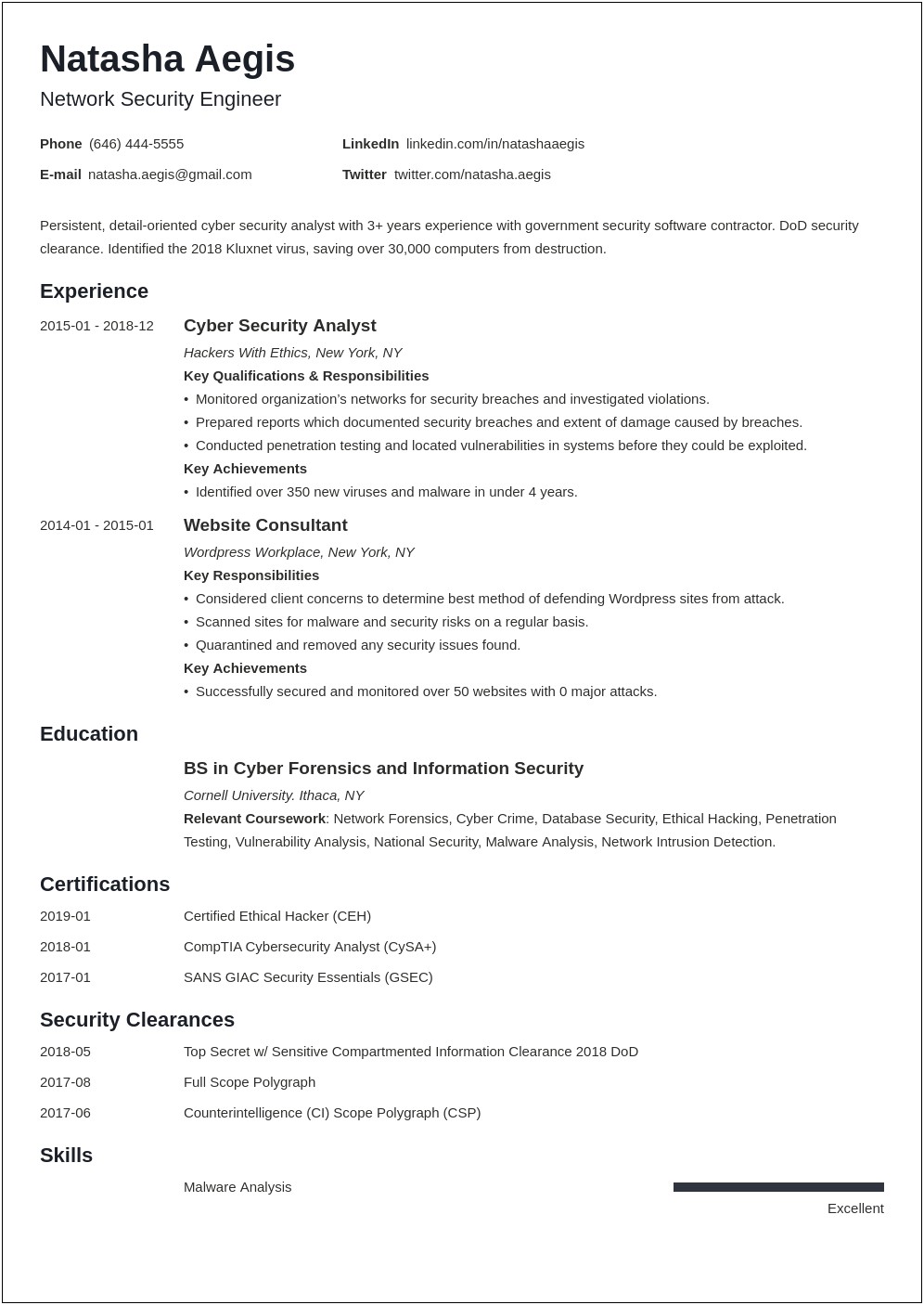 Sample Resume For Identity And Access Management